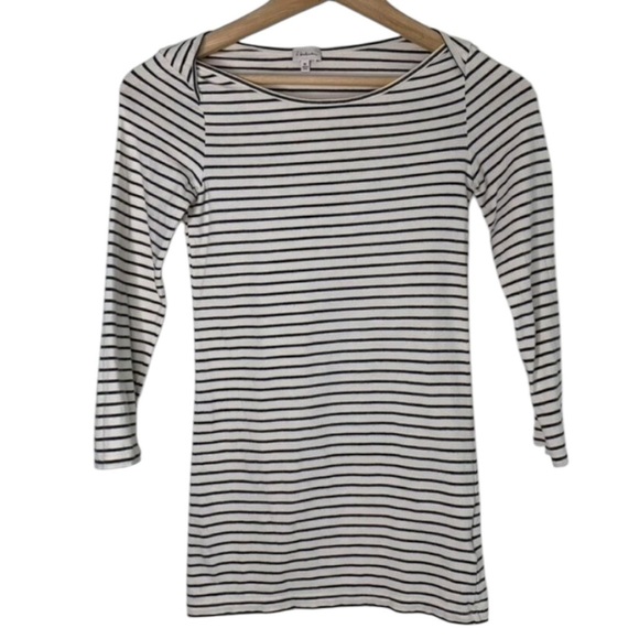 Aritzia Babaton Stripe T-shirt Top 3/4 Length sleeve Stretch Cotton Size XS - Picture 2 of 16